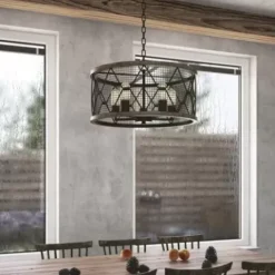 * Indoor Lighting|Discount Patriot Lighting® Elegant Home Bodhi Black & Replica Wood 5-Light Pendant