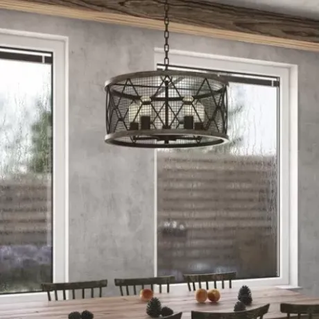 * Indoor Lighting|Discount Patriot Lighting® Elegant Home Bodhi Black & Replica Wood 5-Light Pendant