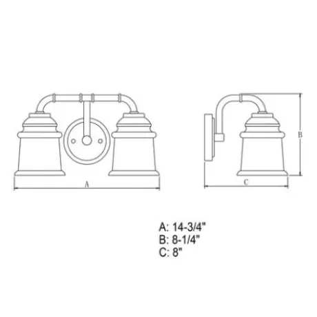 * Indoor Lighting|Discount Patriot Lighting® Toledo Satin Nickel 2 Light Vanity Light