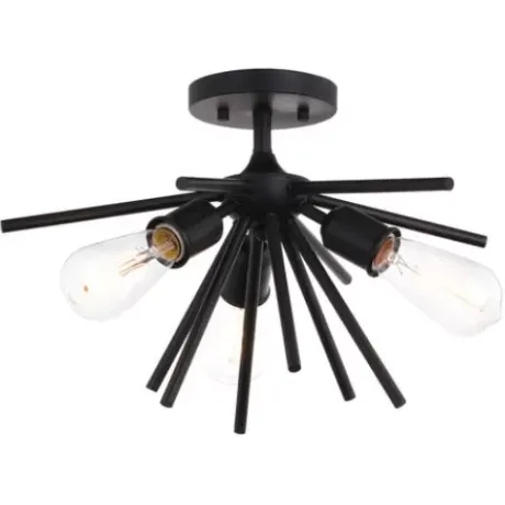 * Indoor Lighting|Discount Patriot Lighting® Estelle Matte Black 3 Light Semi-Flush Mount Ceiling Light