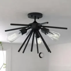 * Indoor Lighting|Discount Patriot Lighting® Estelle Matte Black 3 Light Semi-Flush Mount Ceiling Light