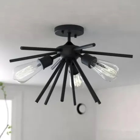 * Indoor Lighting|Discount Patriot Lighting® Estelle Matte Black 3 Light Semi-Flush Mount Ceiling Light