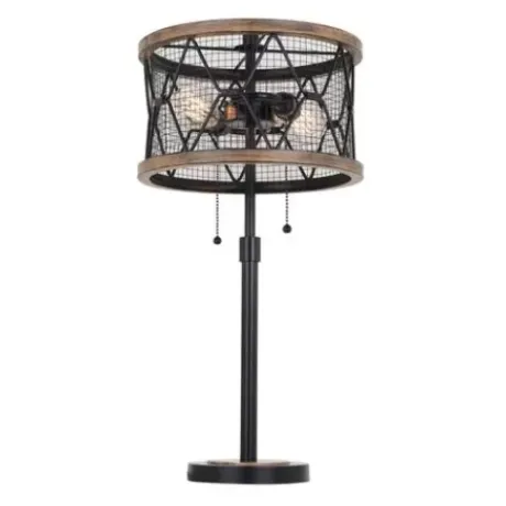 * Indoor Lighting|Discount Patriot Lighting® Elegant Home Bodhi Black & Replica Wood Table Lamp