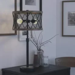 * Indoor Lighting|Discount Patriot Lighting® Elegant Home Bodhi Black & Replica Wood Table Lamp