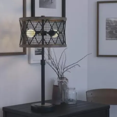 * Indoor Lighting|Discount Patriot Lighting® Elegant Home Bodhi Black & Replica Wood Table Lamp