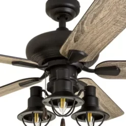 * Ceiling Fans|Flash Sale Patriot Lighting™ Crown Point 52″ Matte Black Industrial Indoor Led Ceiling Fan