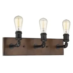 * Indoor Lighting|Flash Sale Patriot Lighting® Elegant Home Steele Replica Wood With Antique Black 3-Light Vanity Light