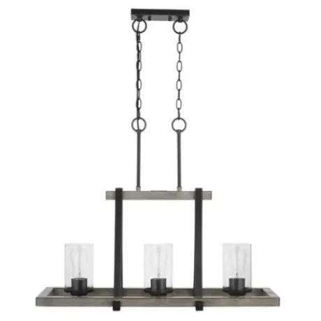 * Indoor Lighting|Flash Sale Patriot Lighting® Elegant Home Brooklyn Natural Iron & Distressed Faux Wood 3 Light Island Light