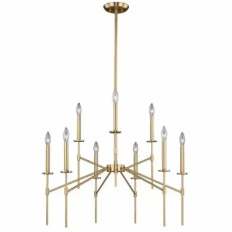* Indoor Lighting|Flash Sale Patriot Lighting® Kedzie Natural Brass 9 Light Chandelier