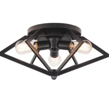 * Indoor Lighting|Hot Sale Patriot Lighting® Pyramus Matte Black 3-Light Flush Mount Ceiling Light