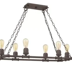 * Indoor Lighting|Hot Sale Patriot Lighting® Elegant Home Pipper Matte Black 6 Light Island Light