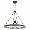 * Indoor Lighting|New Patriot Lighting® Clint Textured Black And Weathered Gray Faux Wood 5-Light Pendant