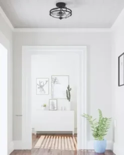 * Indoor Lighting|New Patriot Lighting® Joska Matte Black 2-Light Semi-Flush Mount Ceiling Light
