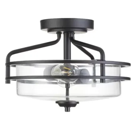 * Indoor Lighting|New Patriot Lighting® Joska Matte Black 2-Light Semi-Flush Mount Ceiling Light