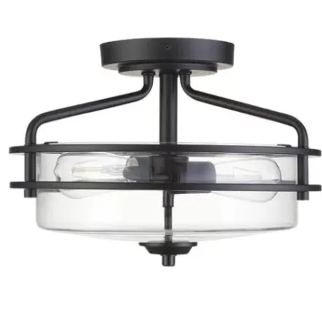 * Indoor Lighting|New Patriot Lighting® Joska Matte Black 2-Light Semi-Flush Mount Ceiling Light