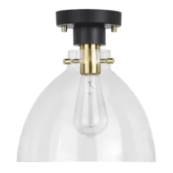 * Indoor Lighting|New Patriot Lighting® Kenzie Matte Black & Gold 1-Light Semi-Flush Mount Ceiling Light