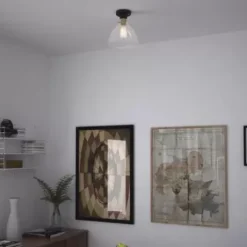 * Indoor Lighting|New Patriot Lighting® Kenzie Matte Black & Gold 1-Light Semi-Flush Mount Ceiling Light