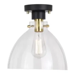 * Indoor Lighting|New Patriot Lighting® Kenzie Matte Black & Gold 1-Light Semi-Flush Mount Ceiling Light