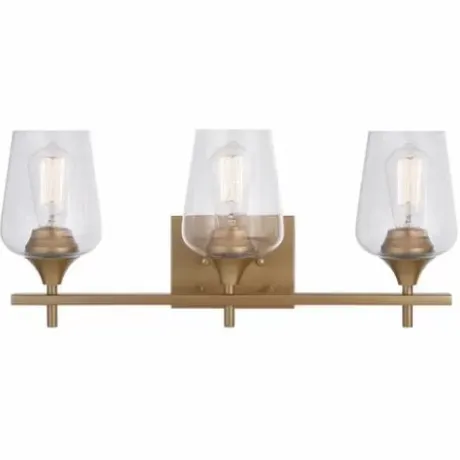 * Indoor Lighting|New Patriot Lighting® Malbec Satin Gold 3-Light Vanity Light