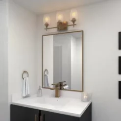 * Indoor Lighting|New Patriot Lighting® Malbec Satin Gold 3-Light Vanity Light