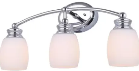 * Indoor Lighting|New Patriot Lighting® Palms Chrome 3-Light Vanity Light With Outlet