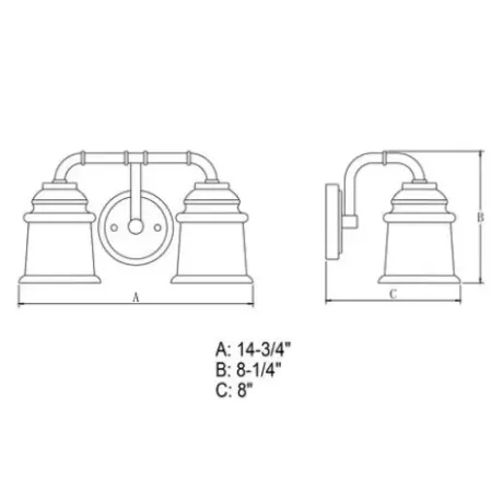 * Indoor Lighting|Outlet Patriot Lighting® Toledo Matte Black 2 Light Vanity Light