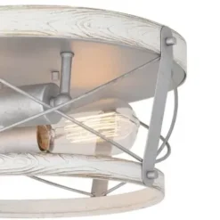 * Indoor Lighting|Promo Patriot Lighting® Bea White Wash Faux Wood & Galvanized 2-Light Flush Mount Ceiling Light