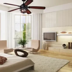 * Ceiling Fans|Promo Patriot Lighting™ Dalebrooke 54″ Black & Replica Wood Indoor/Outdoor Led Ceiling Fan