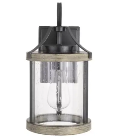 * Outdoor Lighting|Promo Patriot Lighting® Elegant Home Brooklyn Natural Iron & Distressed Faux Wood Outdoor Wall Light