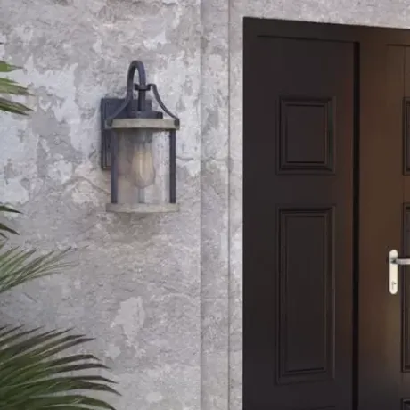 * Outdoor Lighting|Promo Patriot Lighting® Elegant Home Brooklyn Natural Iron & Distressed Faux Wood Outdoor Wall Light