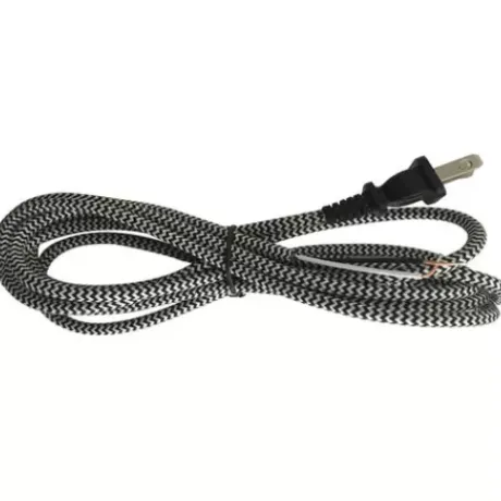 * Lighting Hardware & Accessories|Top 10 Patriot Lighting® 8 Foot Black/White Woven Fabric Lamp Cord With Plug