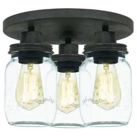 * Indoor Lighting|Top 10 Patriot Lighting® Wheland Matte Black 3-Light Semi-Flush Mount Ceiling Light