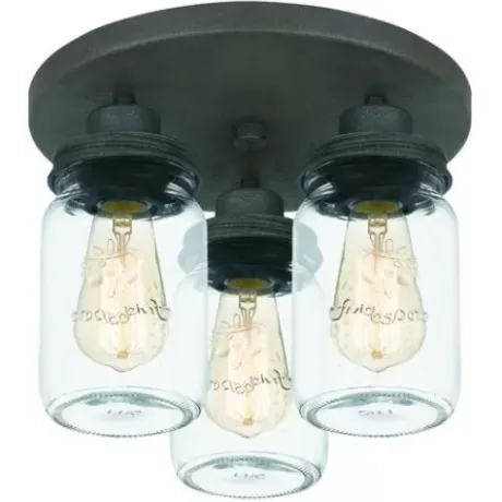* Indoor Lighting|Top 10 Patriot Lighting® Wheland Matte Black 3-Light Semi-Flush Mount Ceiling Light