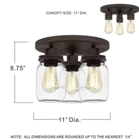 * Indoor Lighting|Top 10 Patriot Lighting® Wheland Matte Black 3-Light Semi-Flush Mount Ceiling Light