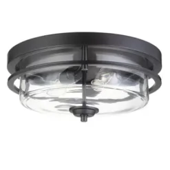 * Indoor Lighting|Wholesale Patriot Lighting® Joska Matte Black 2-Light Flush Mount Ceiling Light