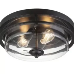 * Indoor Lighting|Wholesale Patriot Lighting® Joska Matte Black 2-Light Flush Mount Ceiling Light