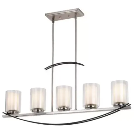 * Indoor Lighting|Wholesale Patriot Lighting® Lief Satin Nickel And Graphite 5 Light Island Light