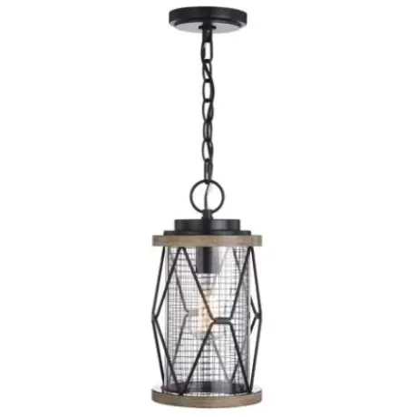 * Outdoor Lighting|Wholesale Patriot Lighting® Elegant Home Bodhi Black & Replica Wood Outdoor Pendant Light