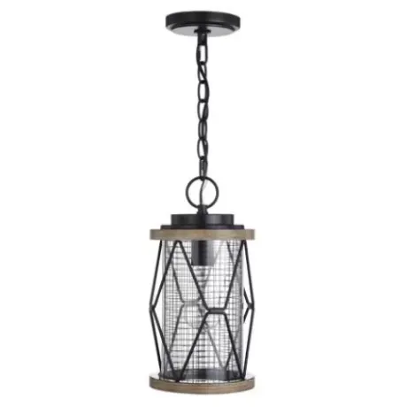 * Outdoor Lighting|Wholesale Patriot Lighting® Elegant Home Bodhi Black & Replica Wood Outdoor Pendant Light