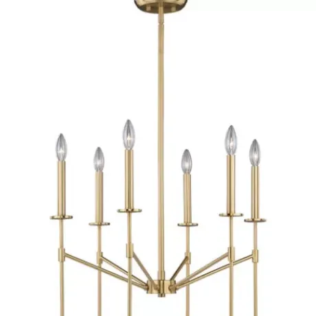 * Indoor Lighting|Wholesale Patriot Lighting® Kedzie Natural Brass 6 Light Chandelier