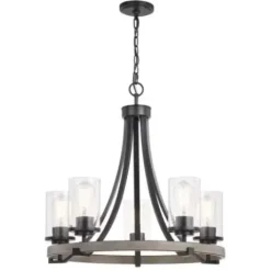 * Indoor Lighting|Wholesale Patriot Lighting® Elegant Home Brooklyn 5-Light Natural Iron & Distressed Faux Wood Chandelier